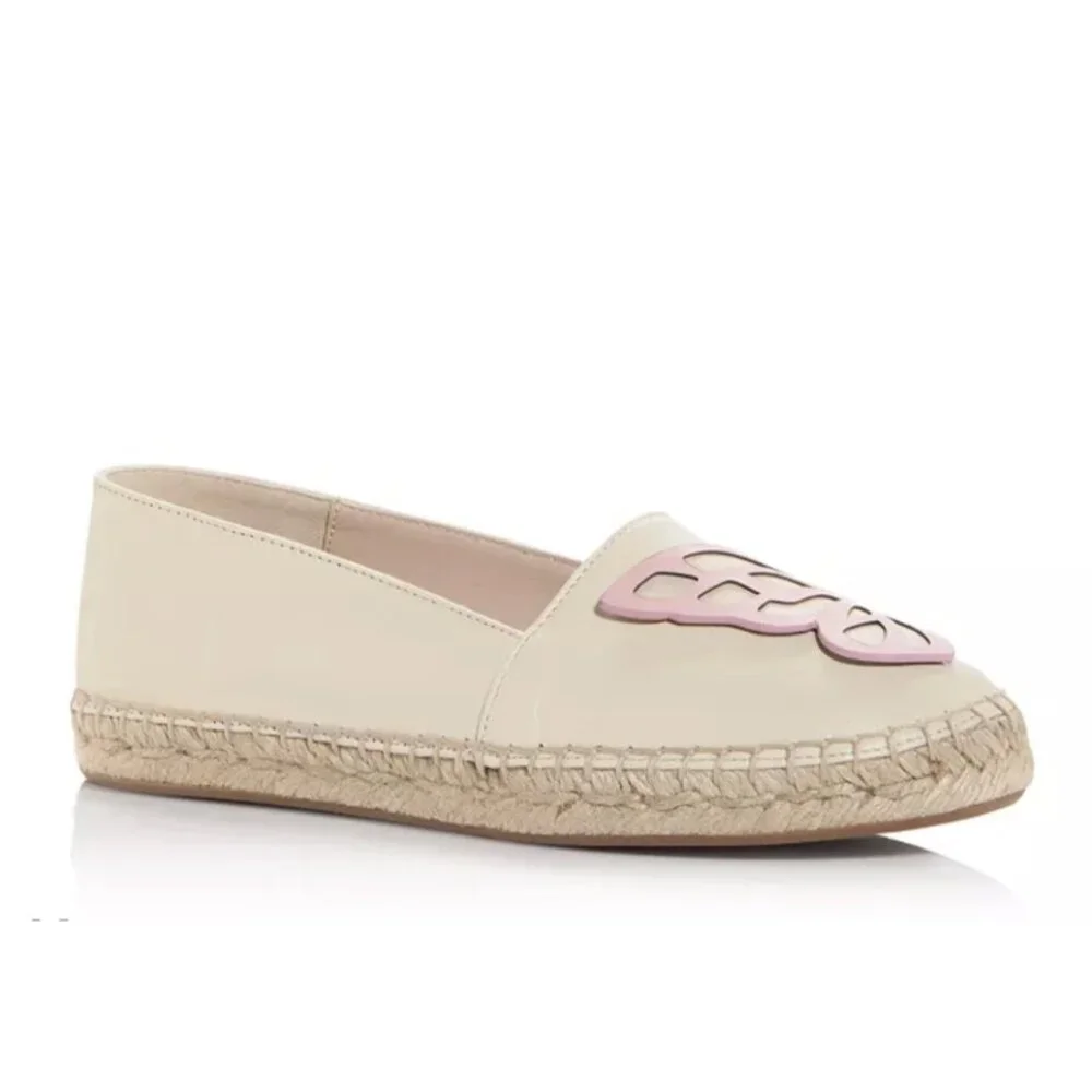 Sophia Webster Leather Butterfly Espadrilles Heirloom Rose Cream Sz.39.5 EU